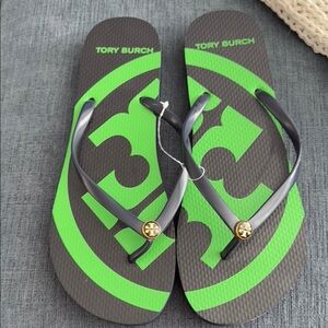 Tory Burch Green Sandals with Circular Design